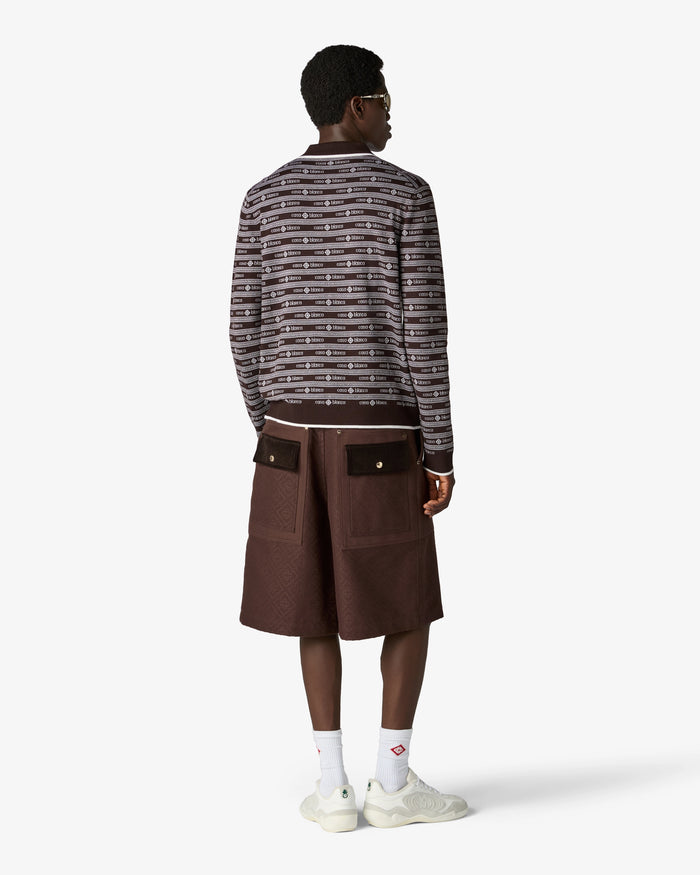 CASABLANCA - Polo en Maille Logo Marron Foncé