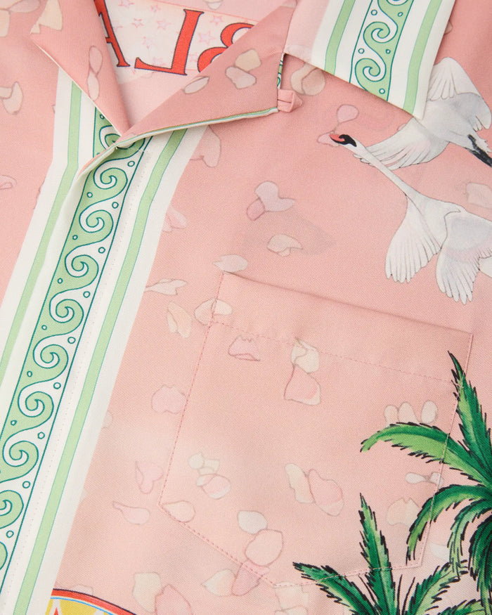 CASABLANCA - Chemise manches courtes en soie imprimée Rose éthéré