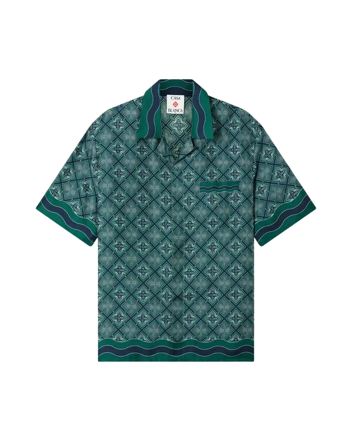 CASABLANCA - Chemise en Soie Monogramme Radiating Vert Foncé