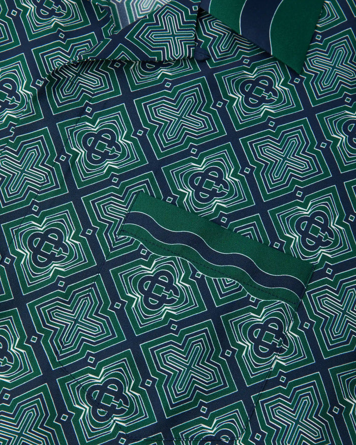 CASABLANCA - Chemise en Soie Monogramme Radiating Vert Foncé