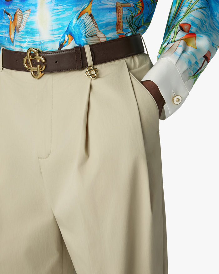 CASABLANCA - Pantalon Droit à Pinces Marron Clair