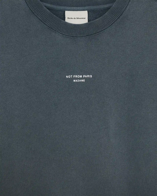 DRÔLE DE MONSIEUR - Sweatshirt Slogan Classique Délavé Gris foncé
