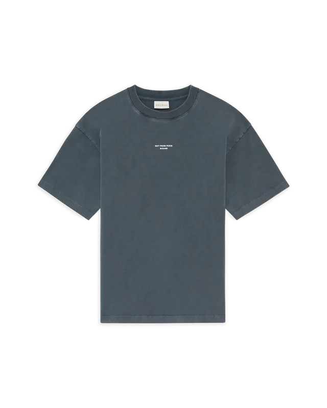 DRÔLE DE MONSIEUR - T-shirt Slogan Classique Délavé Gris foncé