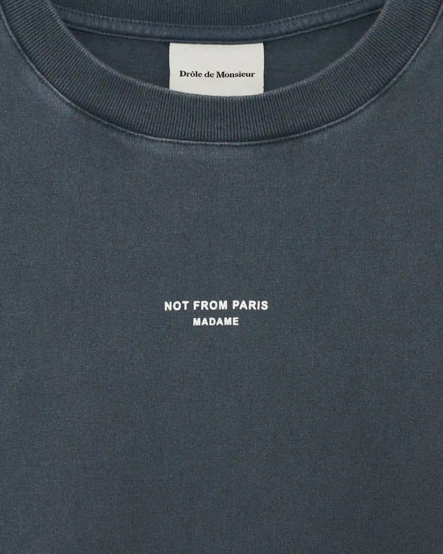 DRÔLE DE MONSIEUR - T-shirt Slogan Classique Délavé Gris foncé