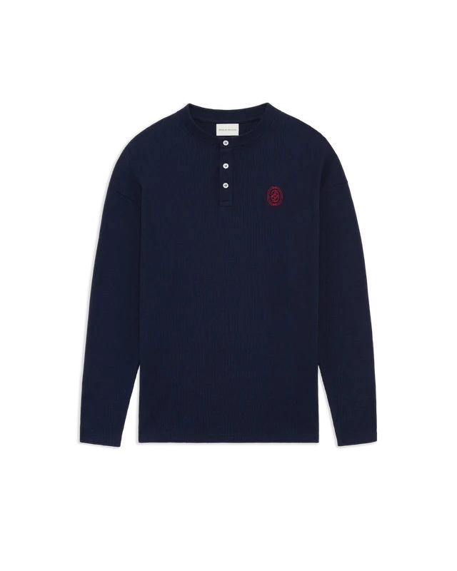 DRÔLE DE MONSIEUR - T-shirt Manches Longues Gaufré D Miroir Bleu marine