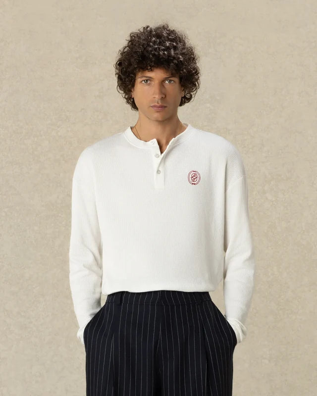 DRÔLE DE MONSIEUR - T-shirt Manches Longues Gaufré D Miroir Blanc cassé