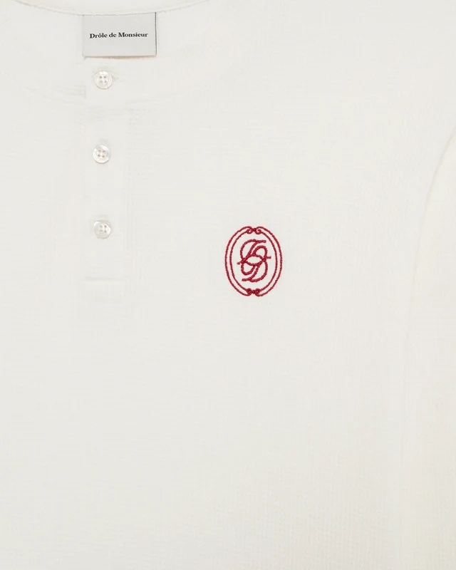 DRÔLE DE MONSIEUR - T-shirt Manches Longues Gaufré D Miroir Blanc cassé