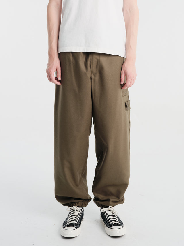 STONE ISLAND - Pantalon cargo en laine vierge Vert militaire