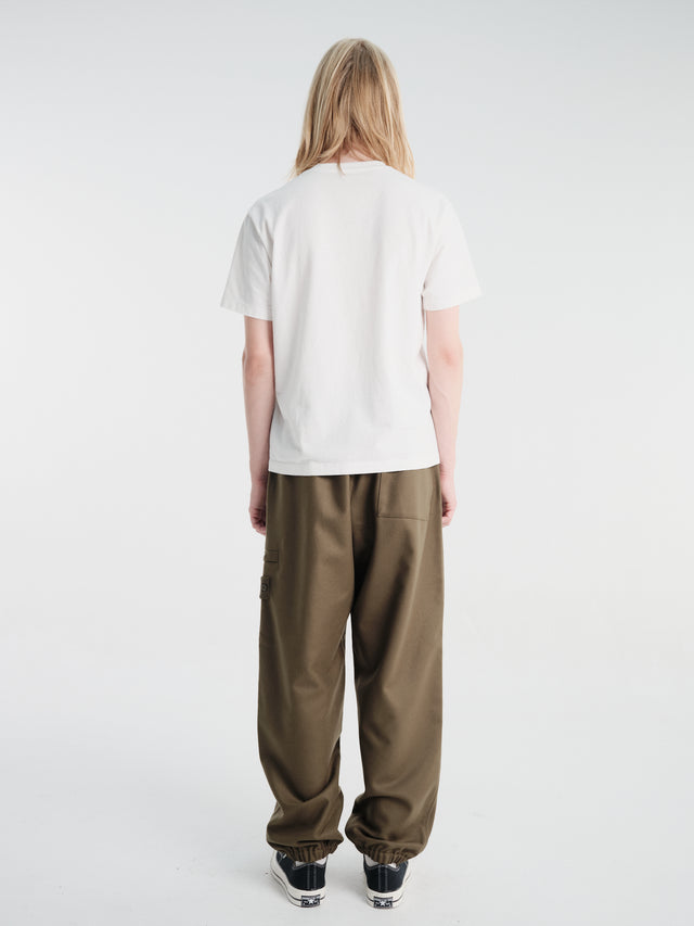 STONE ISLAND - Pantalon cargo en laine vierge Vert militaire