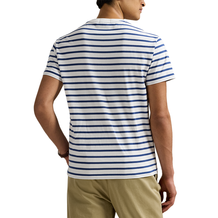 POLO RALPH LAUREN - T-shirt rayé ajusté en jersey Bleu et Blanc