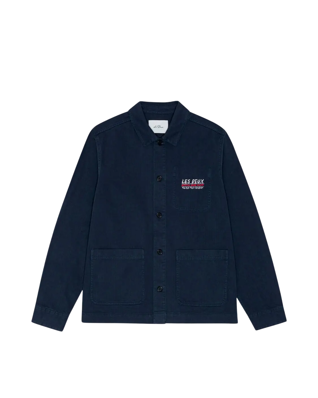 LES DEUX - Surchemise droite boutonnée à broderies Marine foncé