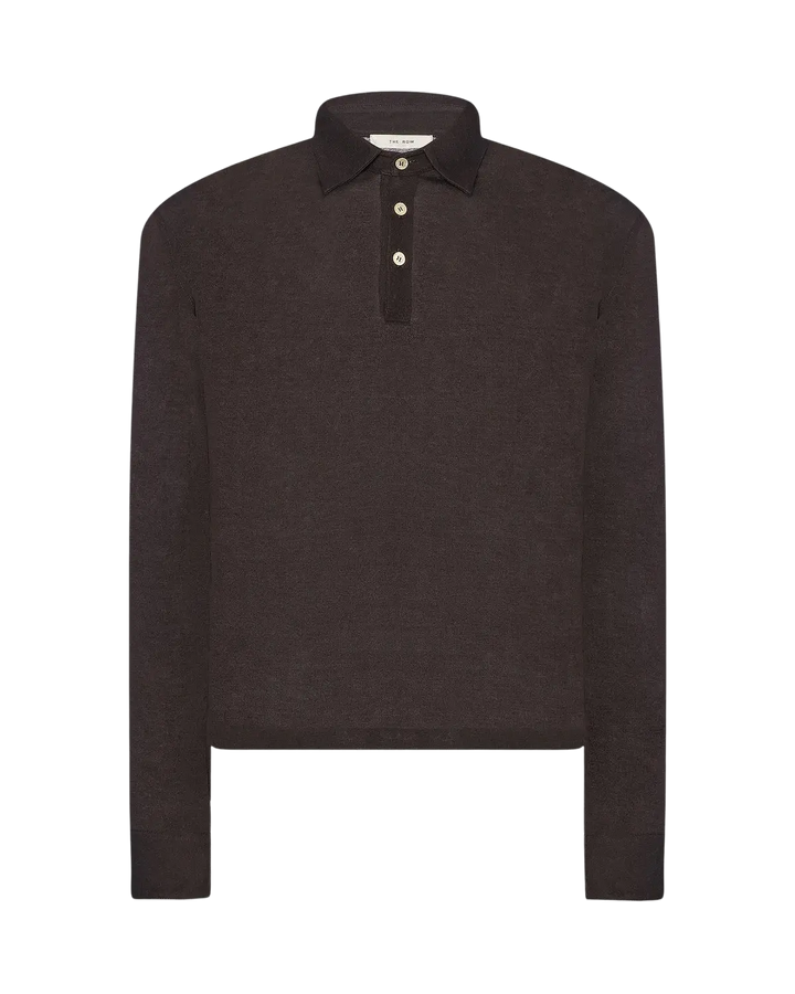 THE ROW - Polo Reyes ajusté en jersey de coton Marron foncé