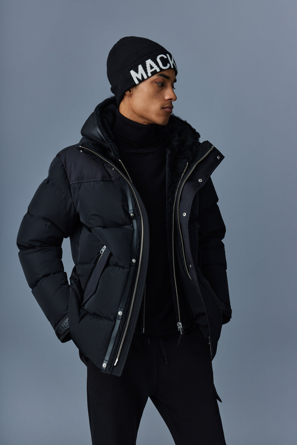 MACKAGE - Doudoune Riley avec plastron en shearling Noir