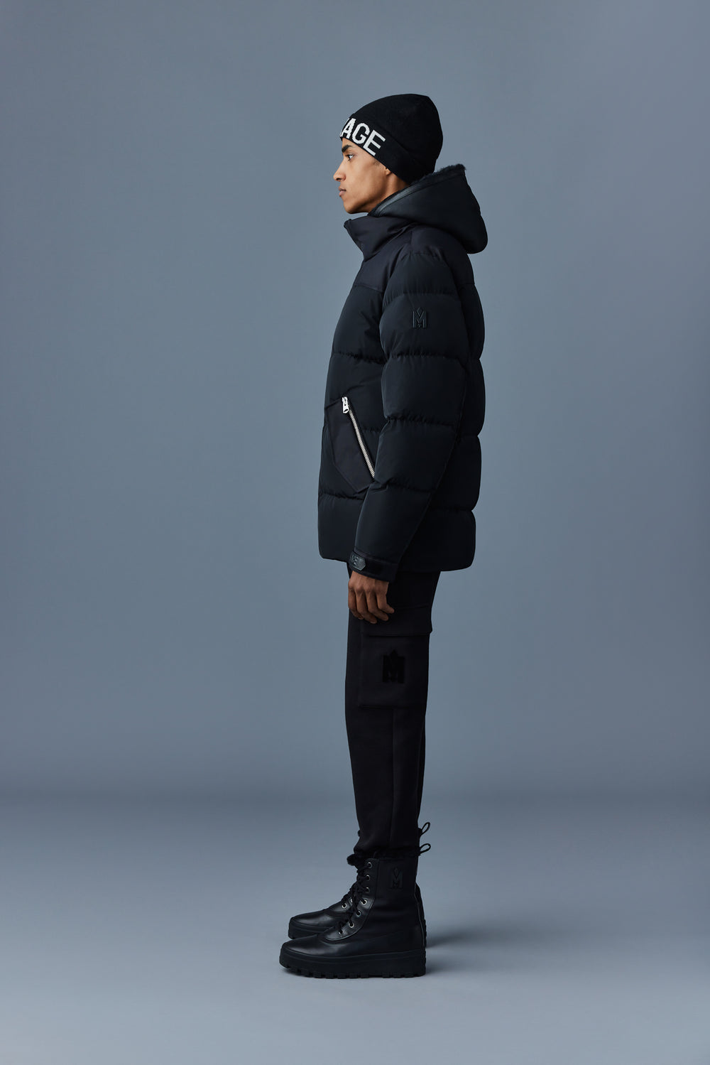 MACKAGE - Doudoune Riley avec plastron en shearling Noir
