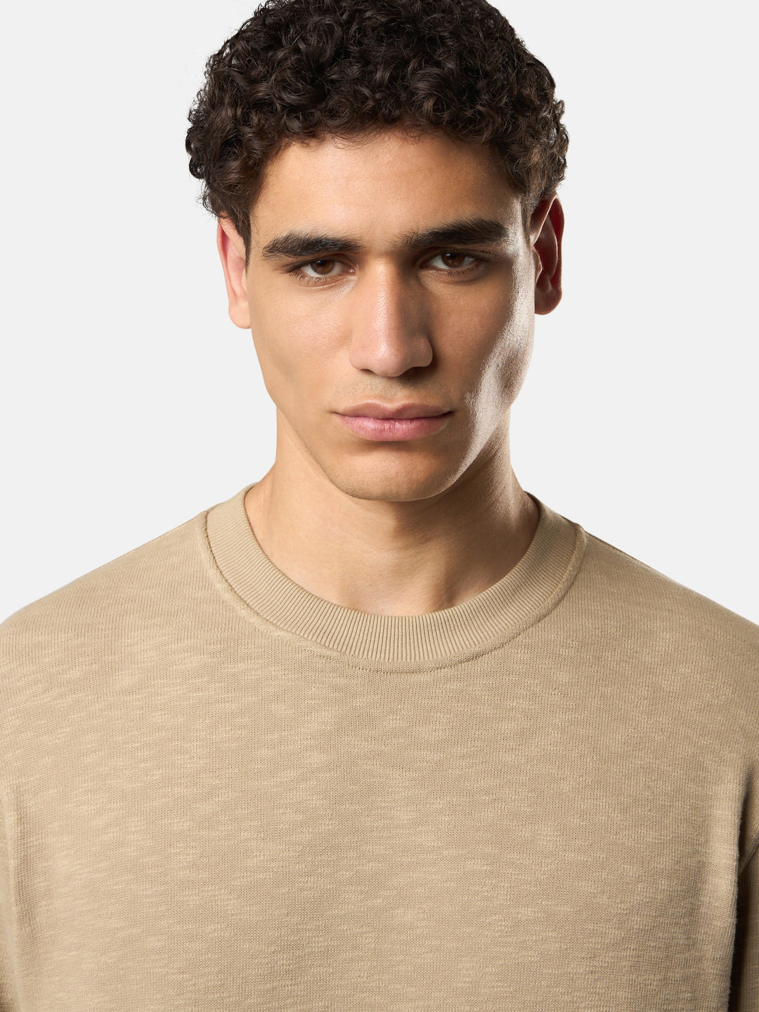 STONE ISLAND - Sweat-shirt ras-du-cou en jersey épais  de coton gratté et vanisé Beige
