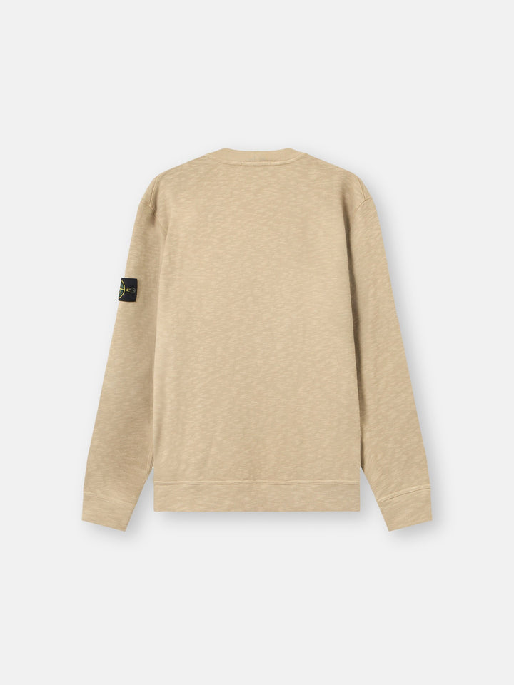 STONE ISLAND - Sweat-shirt ras-du-cou en jersey épais  de coton gratté et vanisé Beige