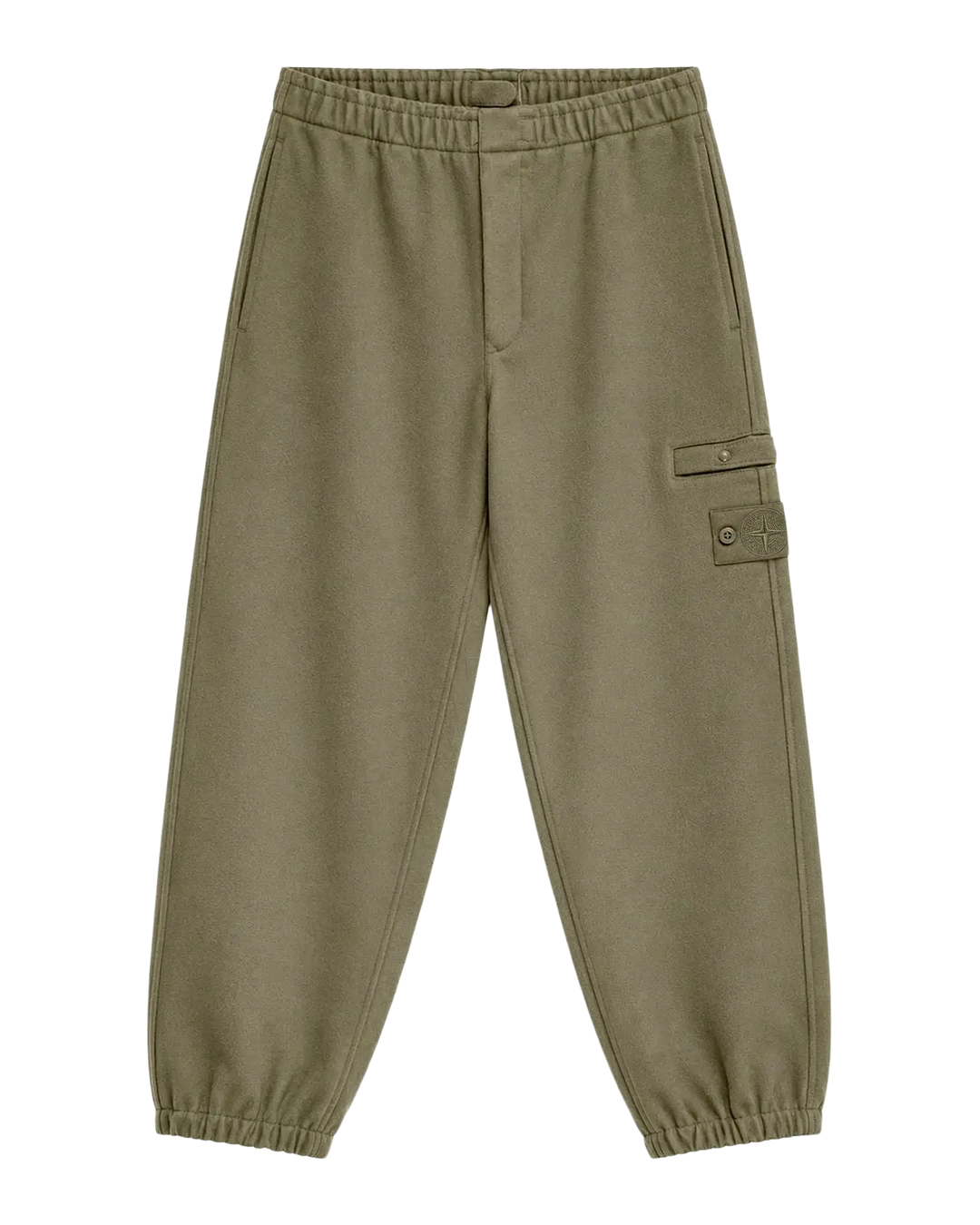 STONE ISLAND - Pantalon cargo en laine vierge Vert militaire