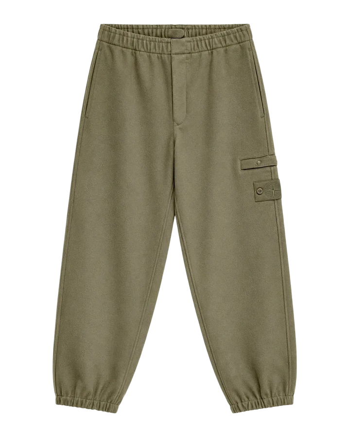 STONE ISLAND - Pantalon cargo en laine vierge Vert militaire