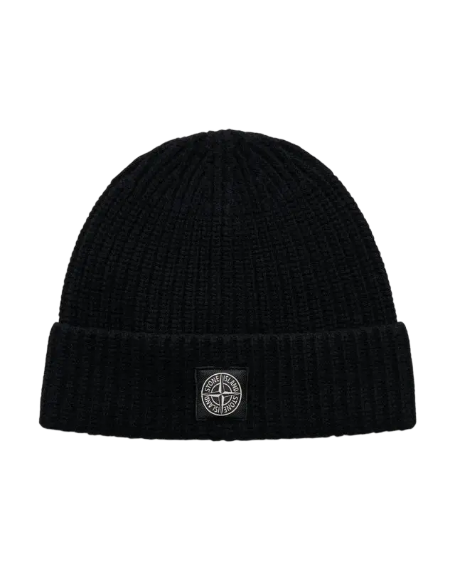 STONE ISLAND – Bonnet en laine vierge Geelong Noir