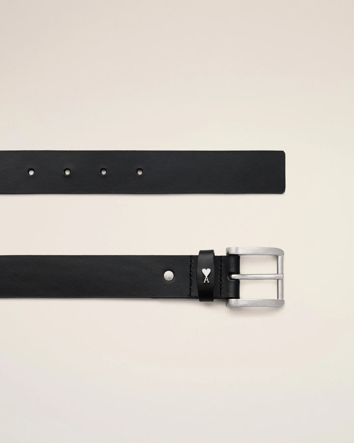 AMI PARIS - Ceinture Paris Paris en cuir Noir / Argent