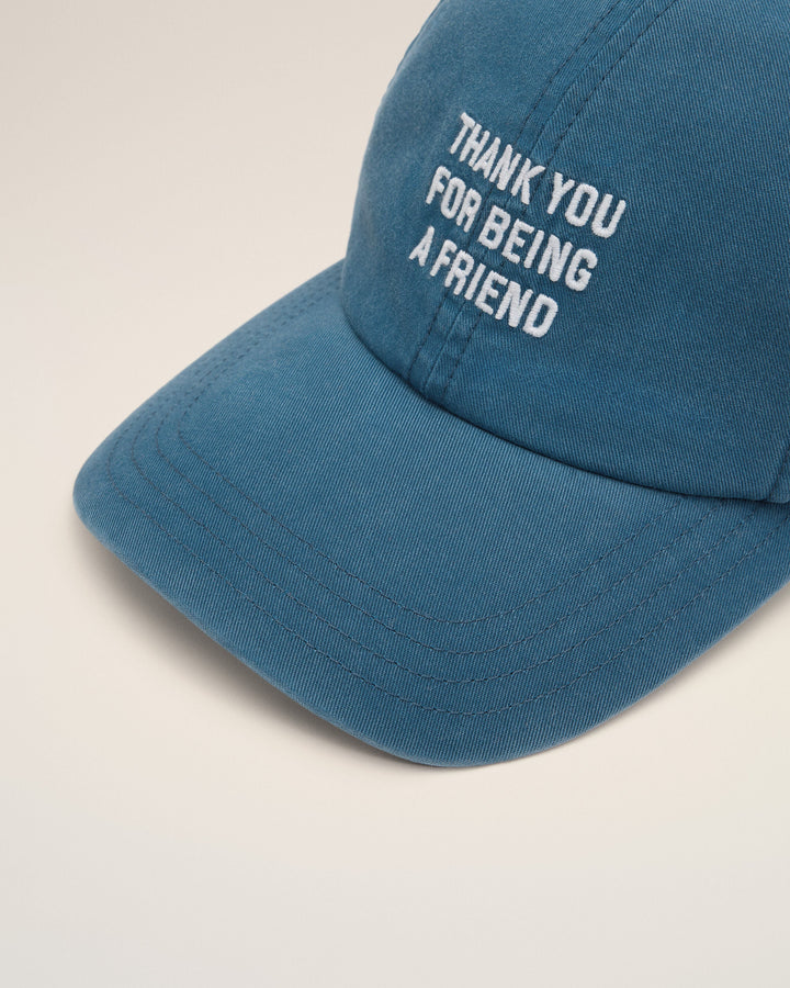 AMI PARIS - Casquette en coton « Thank You For Being a Friend » Bleu roi délavé