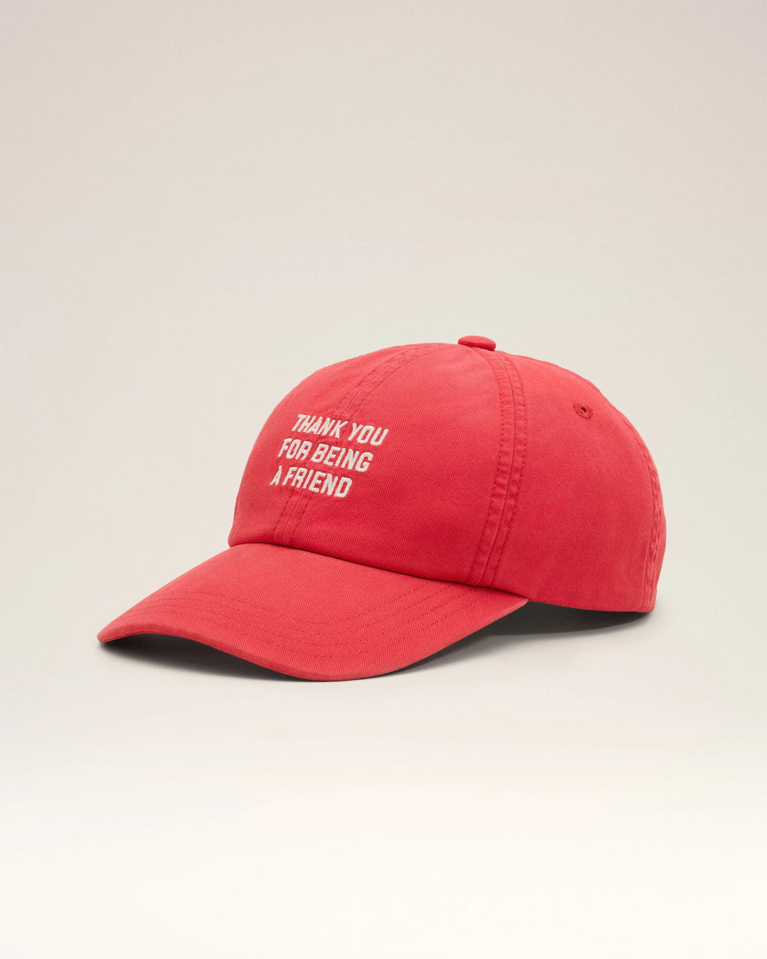 AMI PARIS - Casquette en coton « Thank You For Being a Friend » Rouge rubis délavé