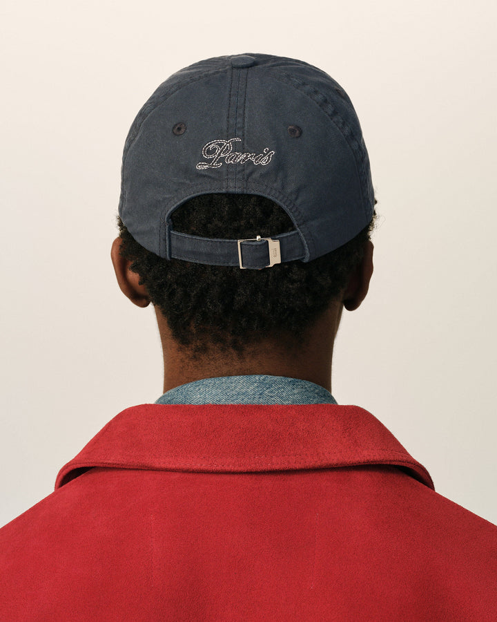 AMI PARIS - Casquette en coton brodée Noir délavé