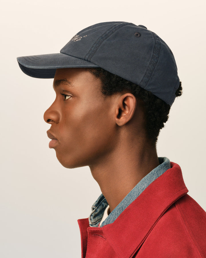 AMI PARIS - Casquette en coton brodée Noir délavé