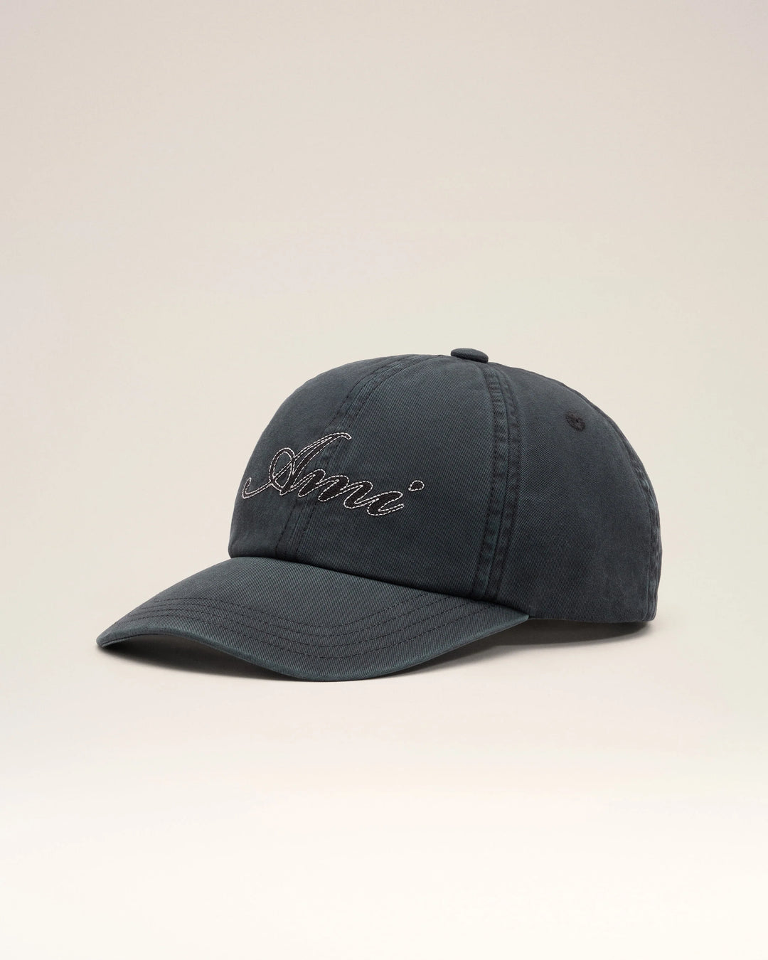 AMI PARIS - Casquette en coton brodée Noir délavé