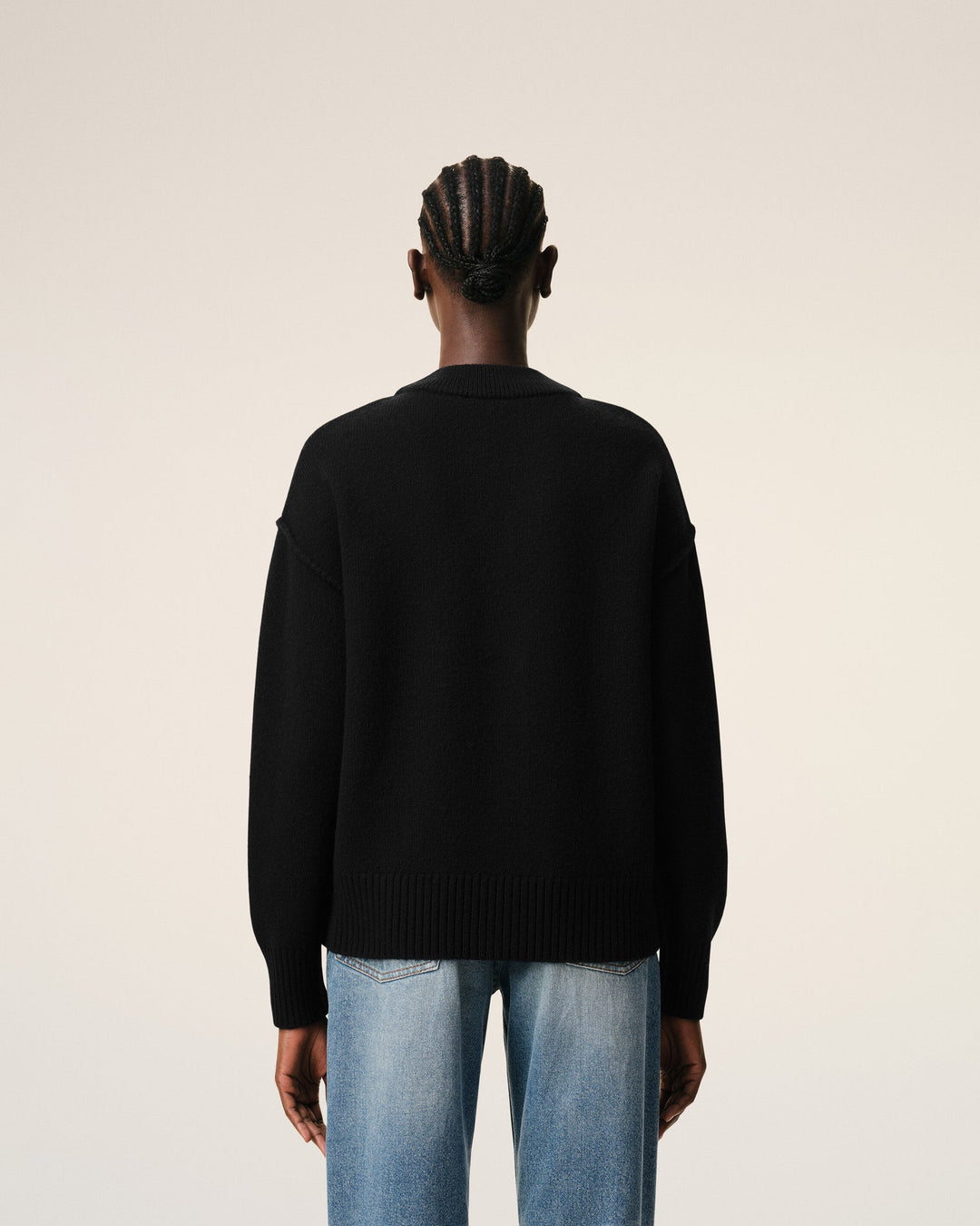AMI PARIS – Cardigan en laine Ami de Cœur Noir / Rouge