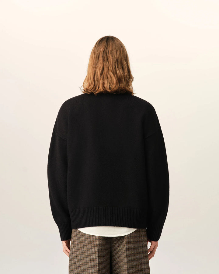 AMI PARIS - Pull Ami de Cœur en laine mérinos Noir / Écru