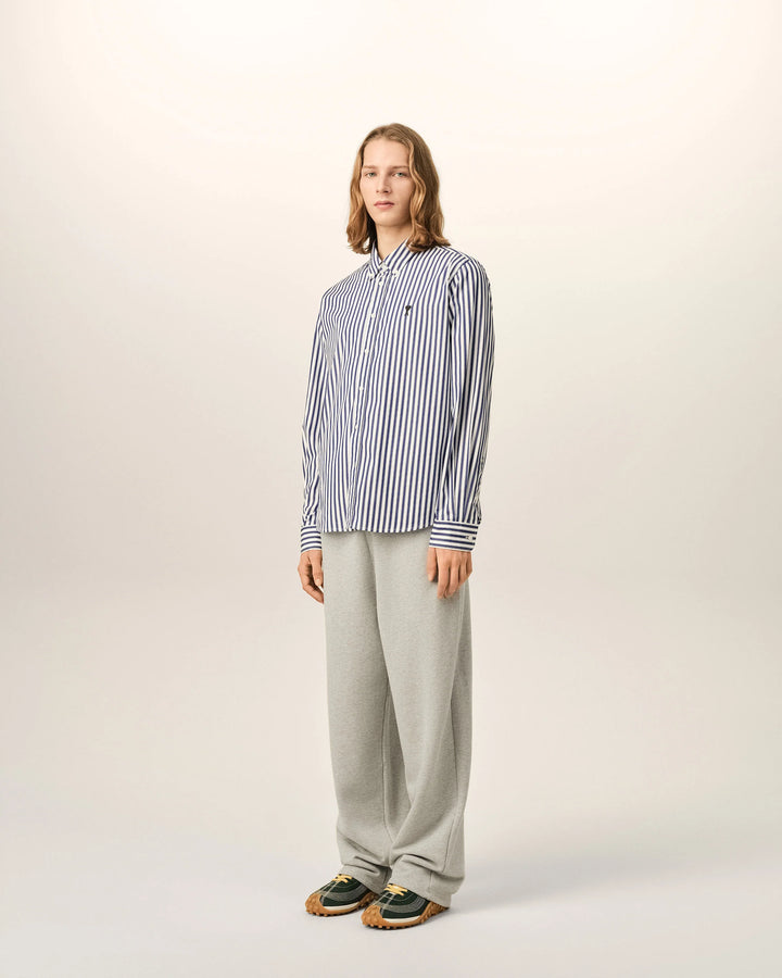 AMI PARIS - Chemise rayée Ami de Cœur en coton Bleu roi / Blanc