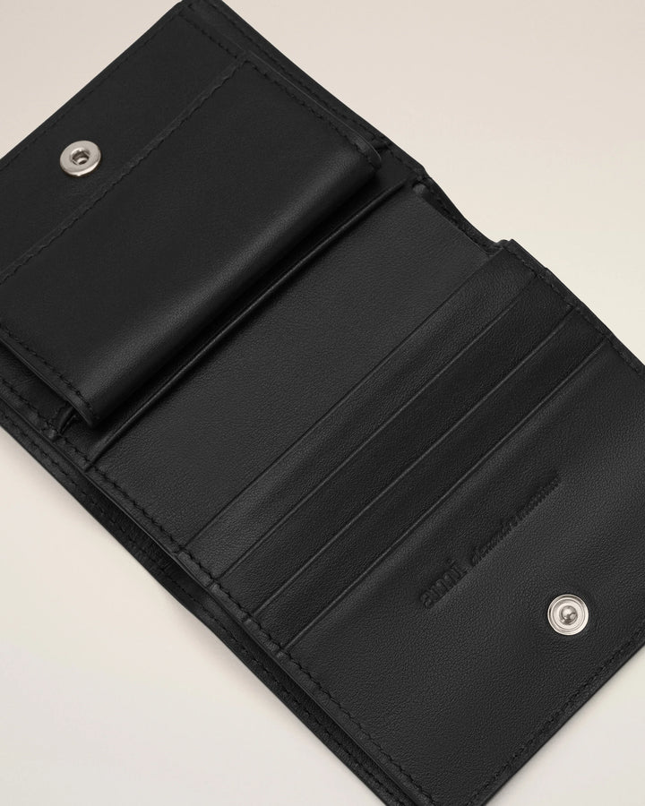 AMI PARIS - Portefeuille à double volet Ami de Cœur en cuir Noir