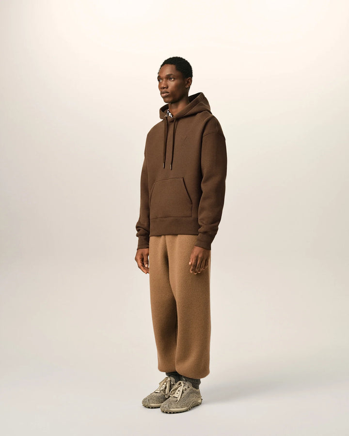 AMI PARIS - Hoodie Ami de Coeur embossé Marron chocolat
