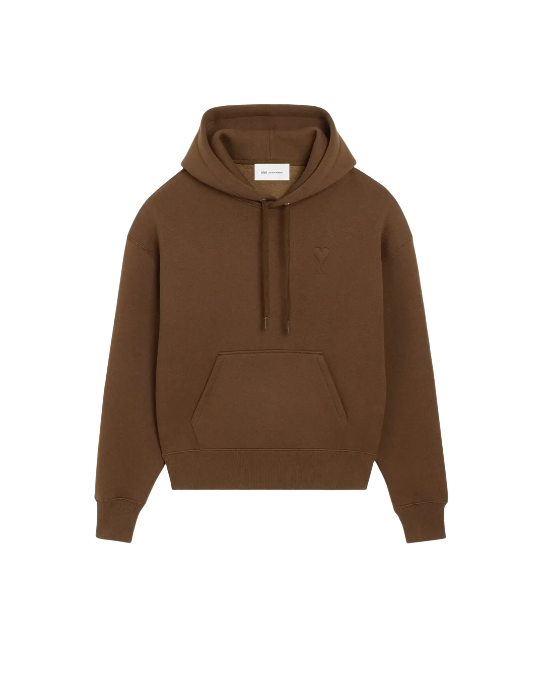AMI PARIS - Hoodie Ami de Coeur embossé Marron chocolat