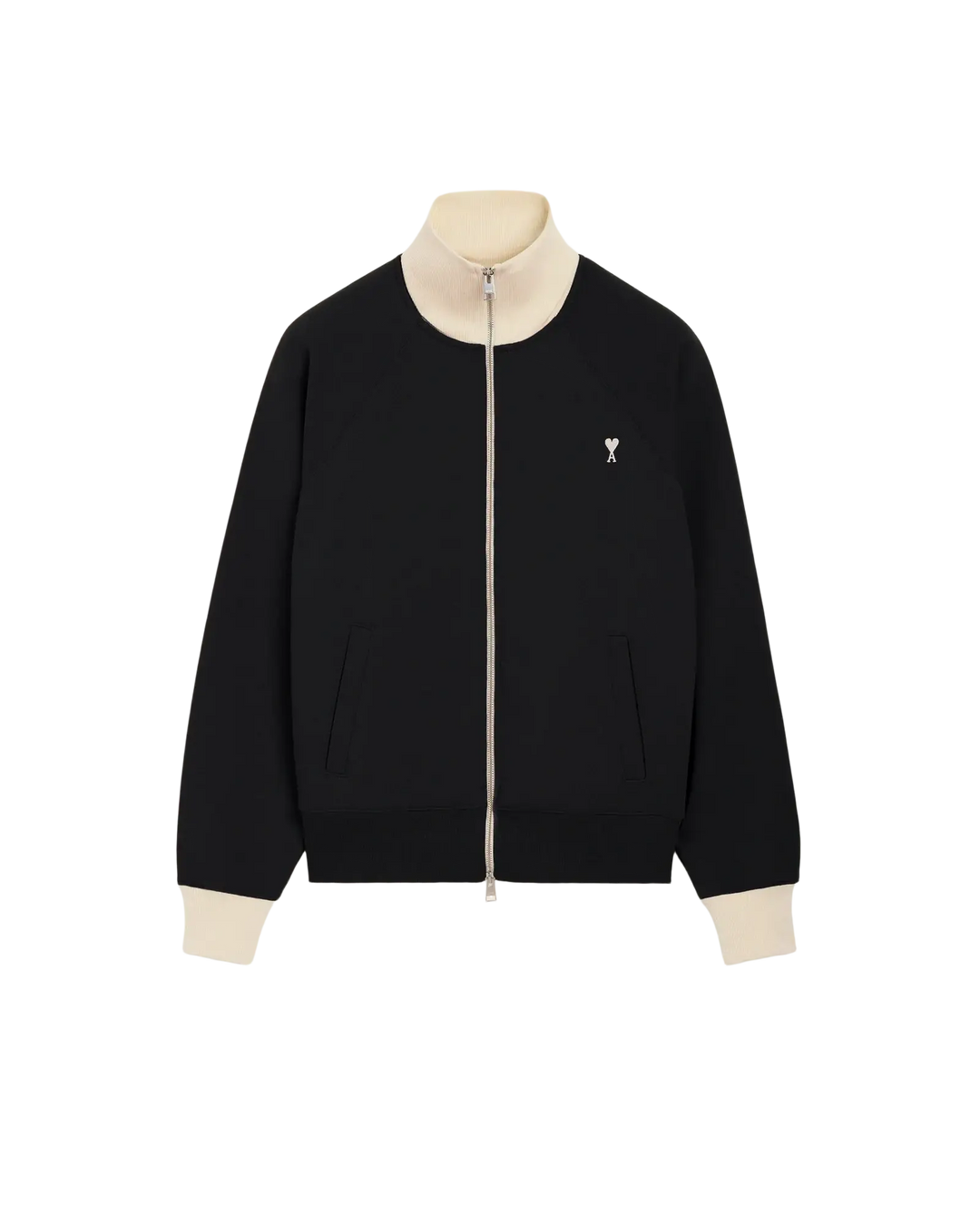 AMI PARIS - Sweat zippé Ami de Cœur Noir / Ivoire