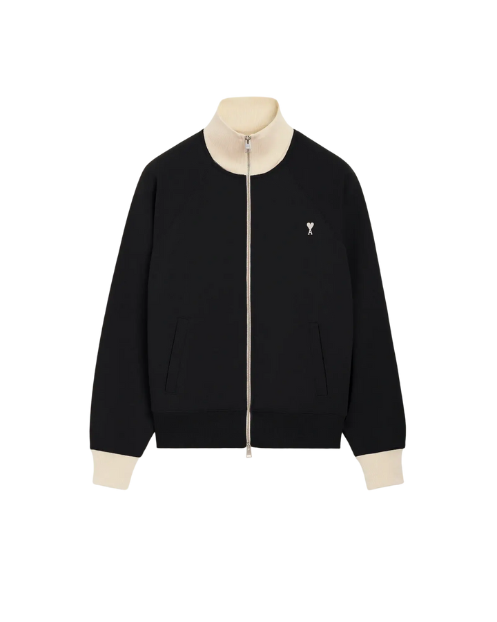 AMI PARIS - Sweat zippé Ami de Cœur Noir / Ivoire