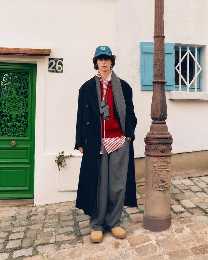AMI PARIS - Sweatshirt zippé Ami de Cœur en coton Rouge rubis / Ivoire