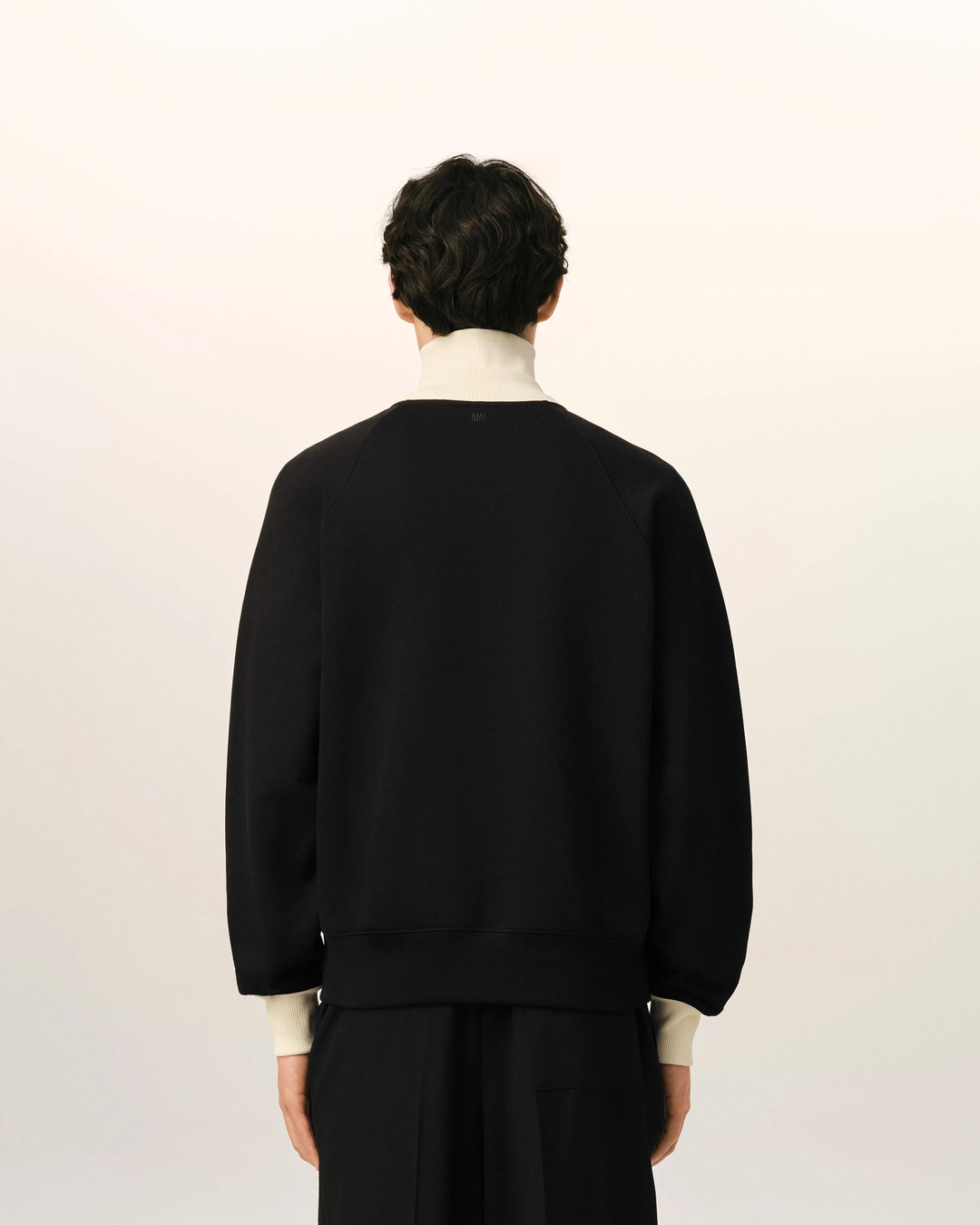 AMI PARIS - Sweatshirt zippé Ami de Cœur en coton Noir / Ivoire