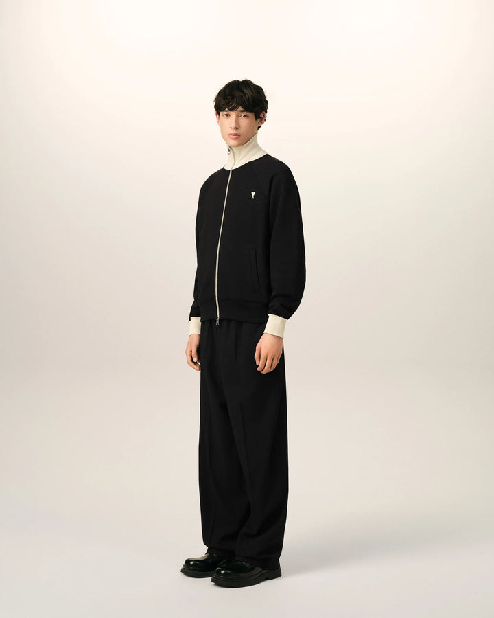 AMI PARIS - Sweat zippé Ami de Cœur Noir / Ivoire