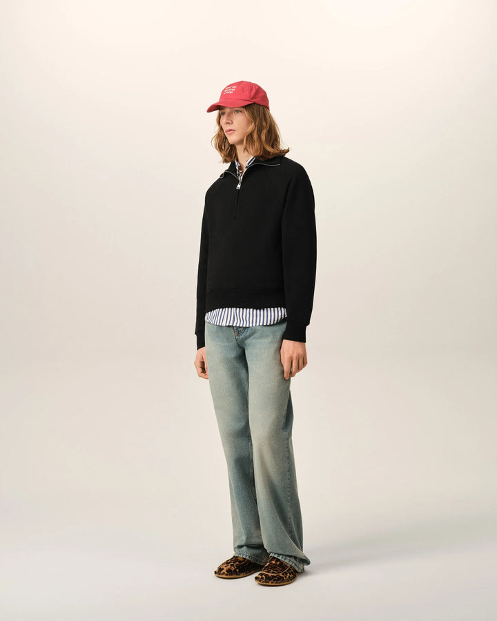 AMI PARIS - Sweat zippé Ami de Cœur embossé Noir