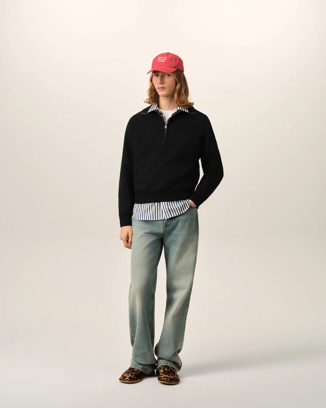 AMI PARIS - Sweat zippé Ami de Cœur embossé Noir