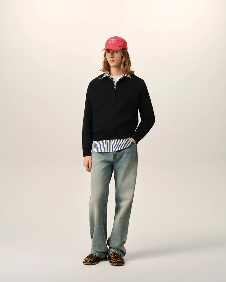 AMI PARIS - Sweat zippé Ami de Cœur embossé Noir