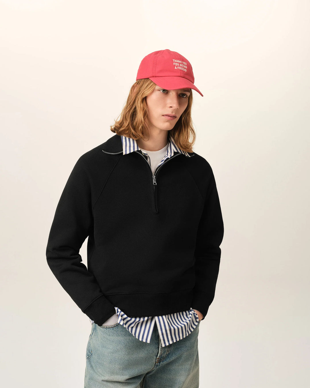 AMI PARIS - Sweat zippé Ami de Cœur embossé Noir