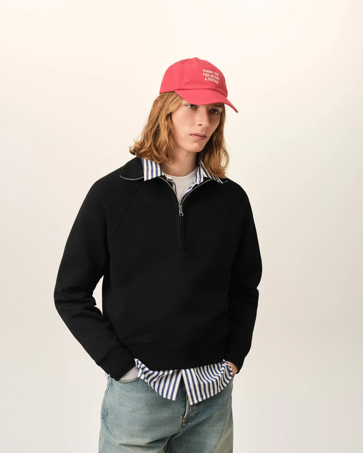 AMI PARIS - Sweat zippé Ami de Cœur embossé Noir