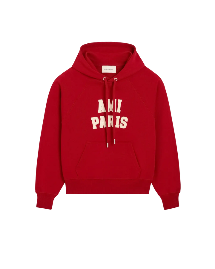 AMI PARIS - Sweat à capuche brodé Ami Paris Rouge rubis / Ivoire