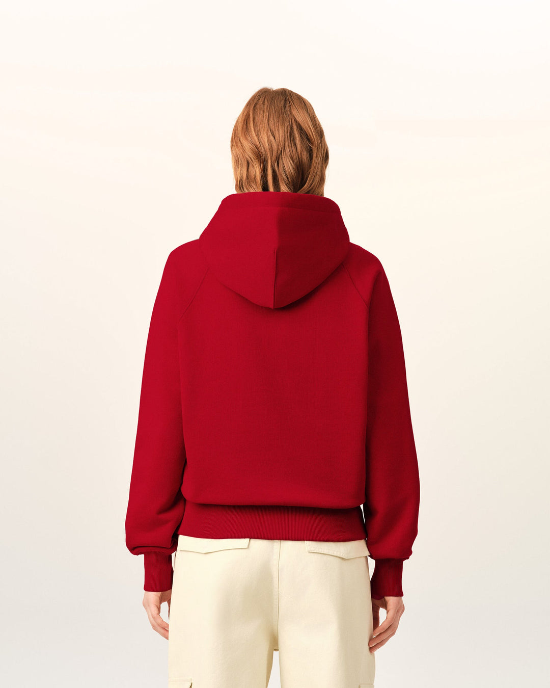 AMI PARIS - Hoodie boxy en coton brodé Ami Paris Rouge rubis / Ivoire