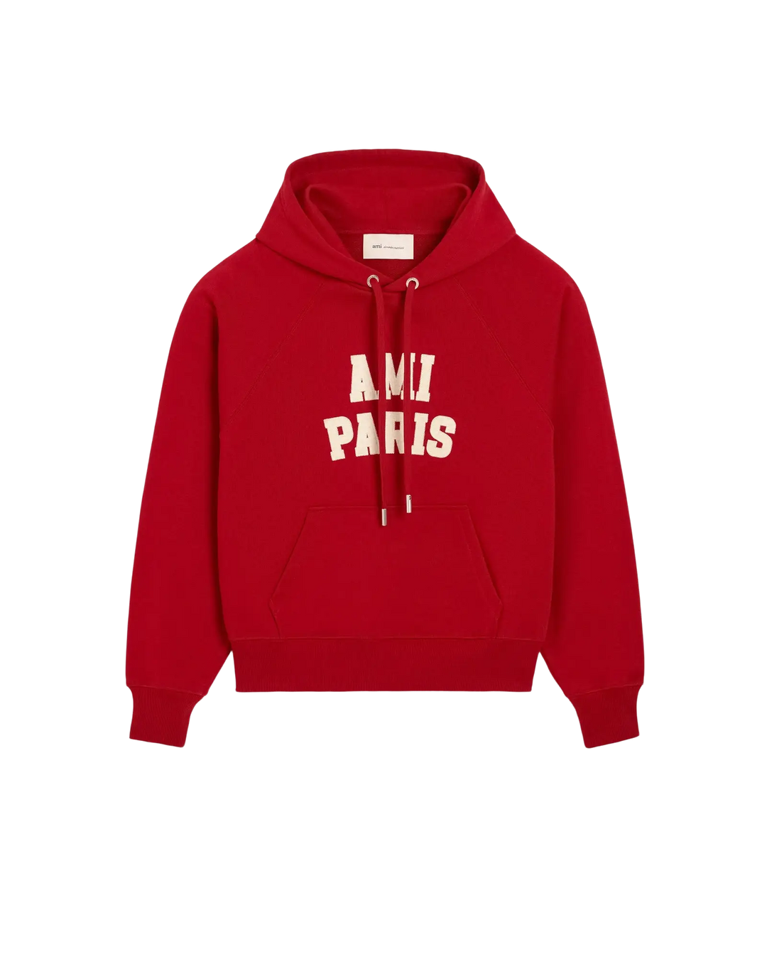 AMI PARIS - Hoodie boxy en coton brodé Ami Paris Rouge rubis / Ivoire