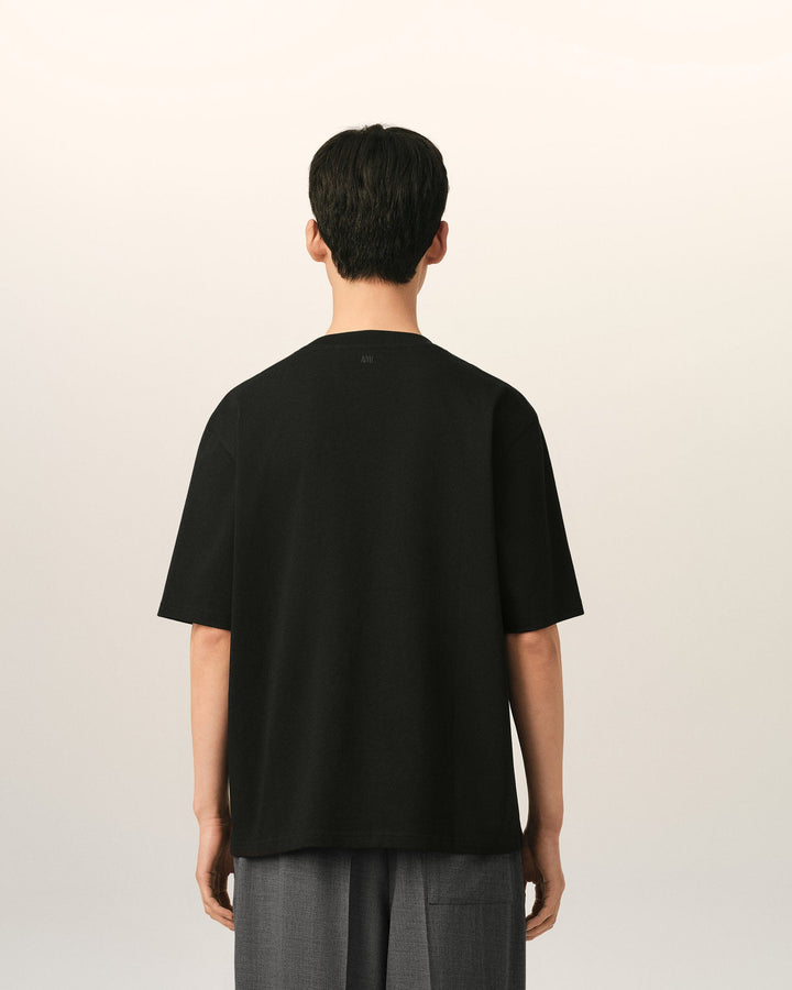 AMI PARIS – T-shirt Ami de Cœur embossé Noir
