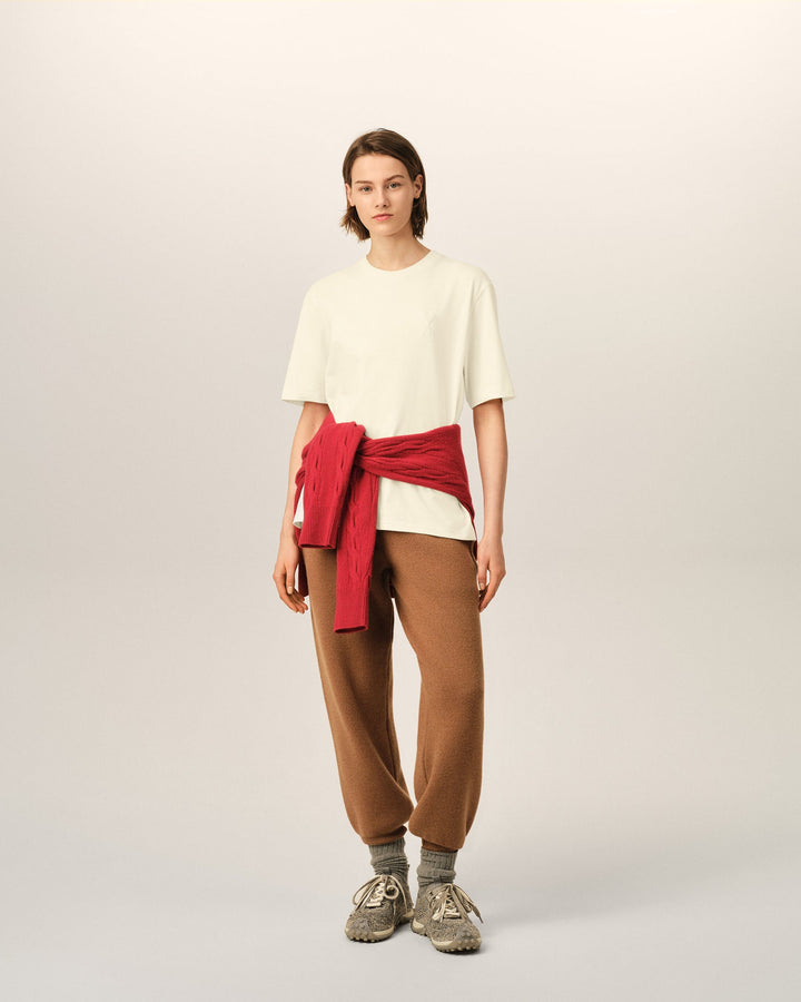 AMI PARIS – T-shirt en coton Ami de Cœur embossé Ivoire